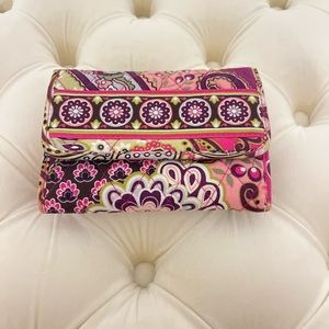 Vera Bradley Very Berry Paisley Euro Pink Trifold Woman's Wallet Colorful